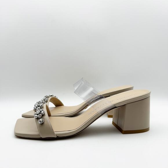 Stuart Weitzman Women Crystal Fleur 60 Slide Heel 9.5 Clear Strap Rhinestone NIB - Picture 9 of 13